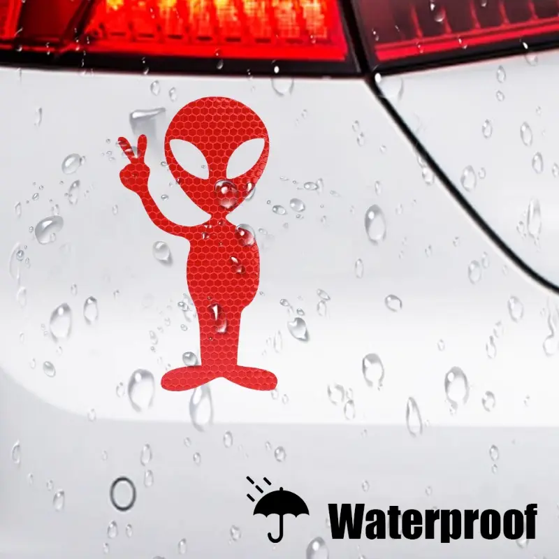 Fashion Alien Car Stickers Night Highly Reflective Safety Warning Decal Motorbike Electric Vehicle Personality Decorative Decals