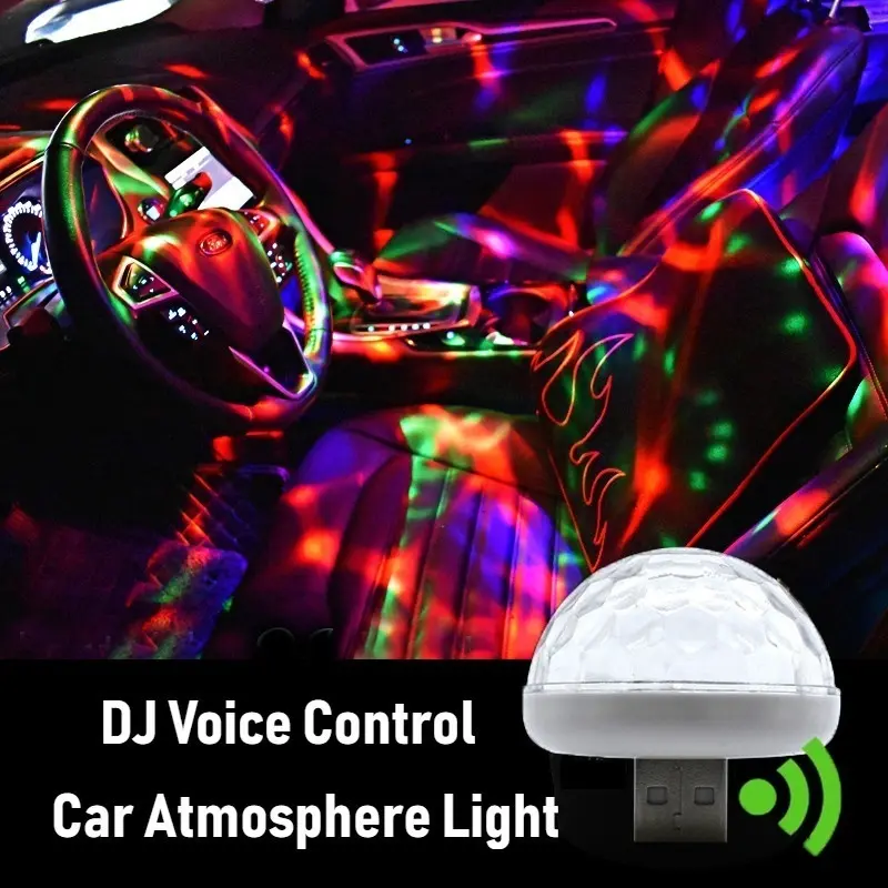 Car Led Lights Decorative Lamp Romantic LED Car Roof Star Night Light DJ RGB Music Sound Atmosphere Light Interior Decor Light