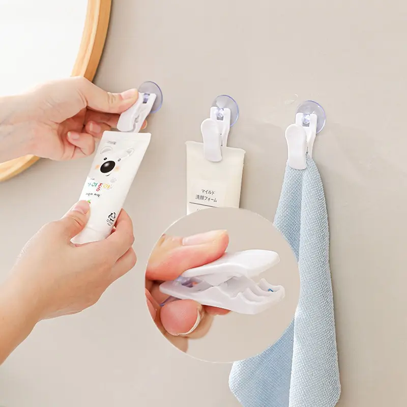 8PCS White Suction Cap Clip Plastic Sucker Removable Car Interior Window Clip Mount Holder for Sunshade Curtain Towel Ticke
