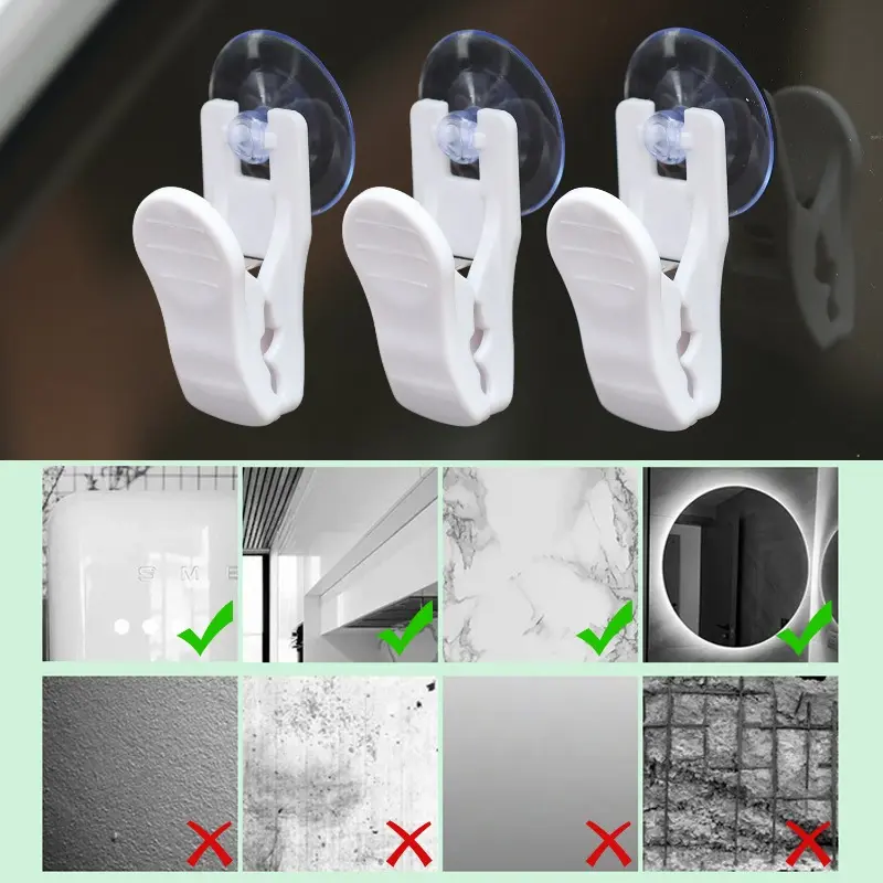 8PCS White Suction Cap Clip Plastic Sucker Removable Car Interior Window Clip Mount Holder for Sunshade Curtain Towel Ticke