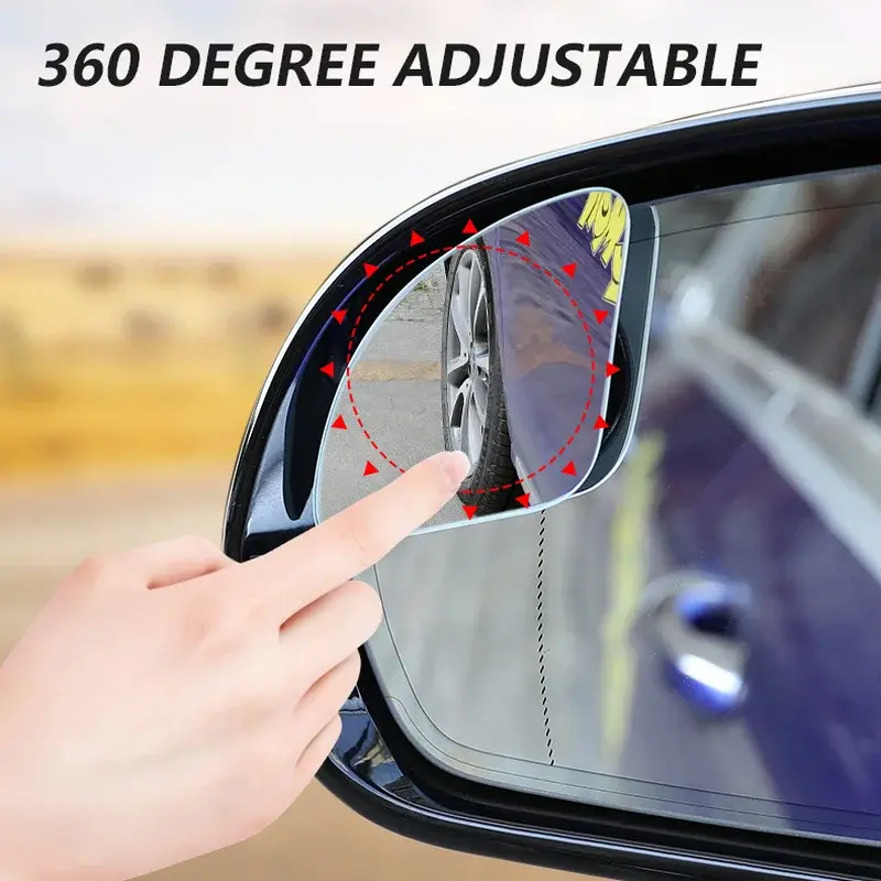 2pcs Car Blind Spot Mirror Adjustable Frameless Auxiliary Universal Wide Angle Small Mirrors Rearview Mirror Auto Motorcycle
