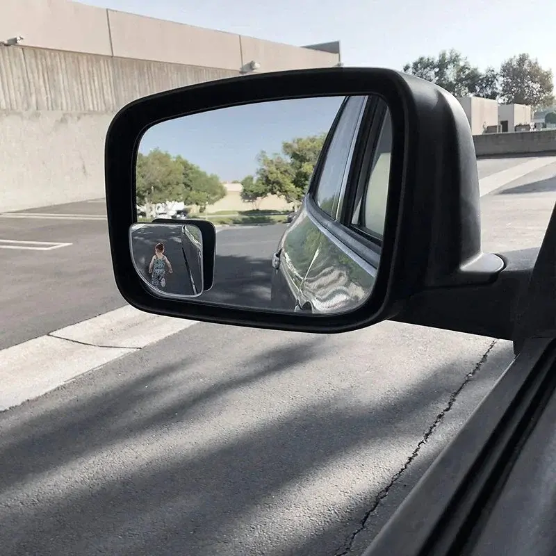 2pcs Car Blind Spot Mirror Adjustable Frameless Auxiliary Universal Wide Angle Small Mirrors Rearview Mirror Auto Motorcycle