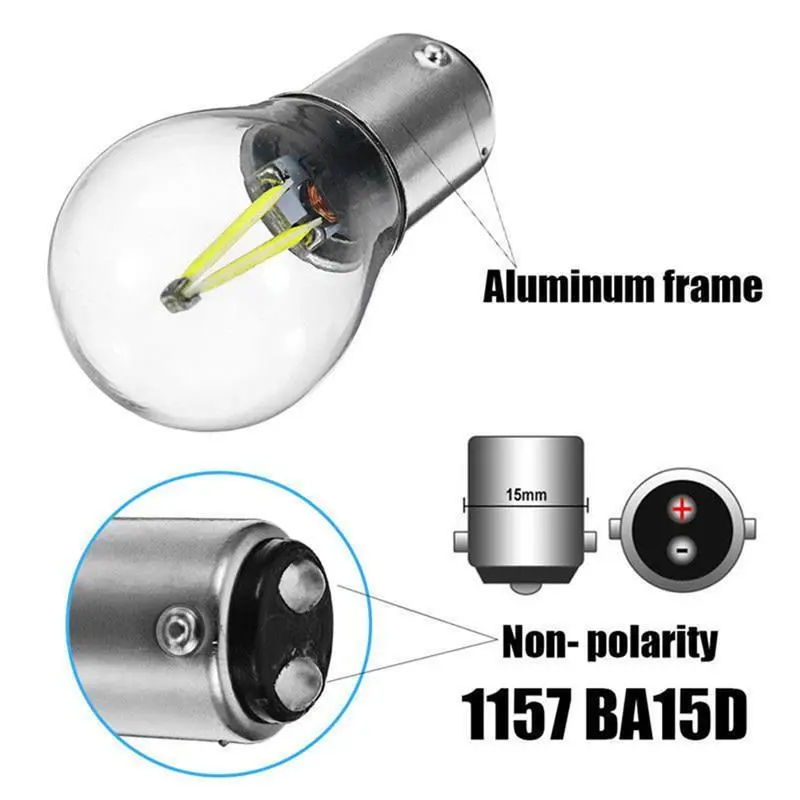 1157(BA15D)  Car COB DC 12V LED Bulb Automobile Turn Signal Light Tail Parking Brake Light Reverse Lamp Car Exterior Lights 1pc