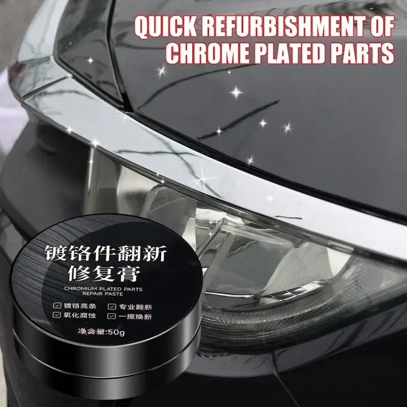50g Car Window Chrome Restorer Electroplating Brightening Refurbisher Rust Remover Oxide Coating Cleaning Agent Auto Repair Tool