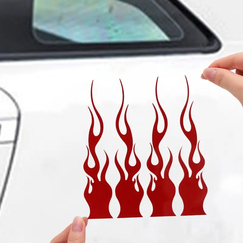 Car Motorbike Reflective Warning Stickers Helmet Sticker Cool Flame Pattern Vinyl Waterproof Decals Auto Decoration Accessories