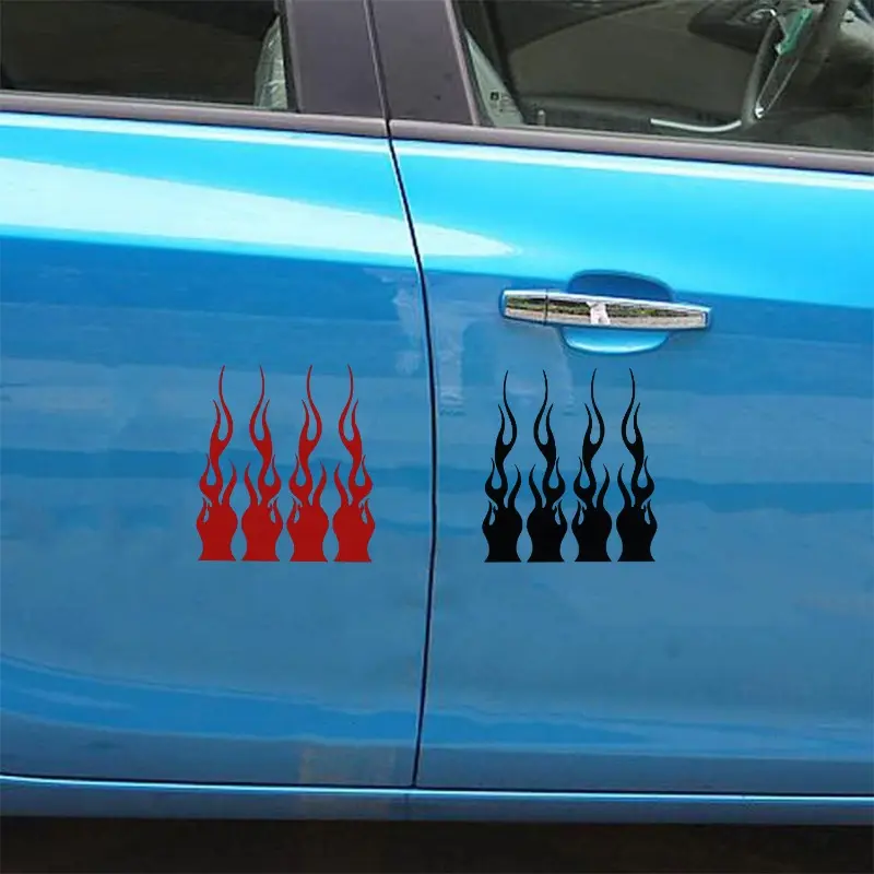 Car Motorbike Reflective Warning Stickers Helmet Sticker Cool Flame Pattern Vinyl Waterproof Decals Auto Decoration Accessories
