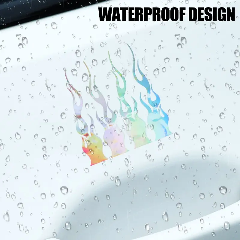 Car Motorbike Reflective Warning Stickers Helmet Sticker Cool Flame Pattern Vinyl Waterproof Decals Auto Decoration Accessories