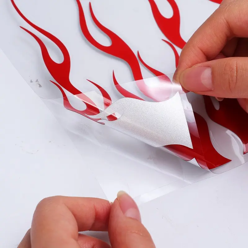 Car Motorbike Reflective Warning Stickers Helmet Sticker Cool Flame Pattern Vinyl Waterproof Decals Auto Decoration Accessories