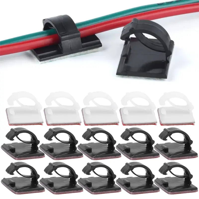10/20PCS Car Tachograph Cable Organizer Cable Clamp Self Adhesive Wire Clip Management Black Wire Holder Car Wire Clip Accessory