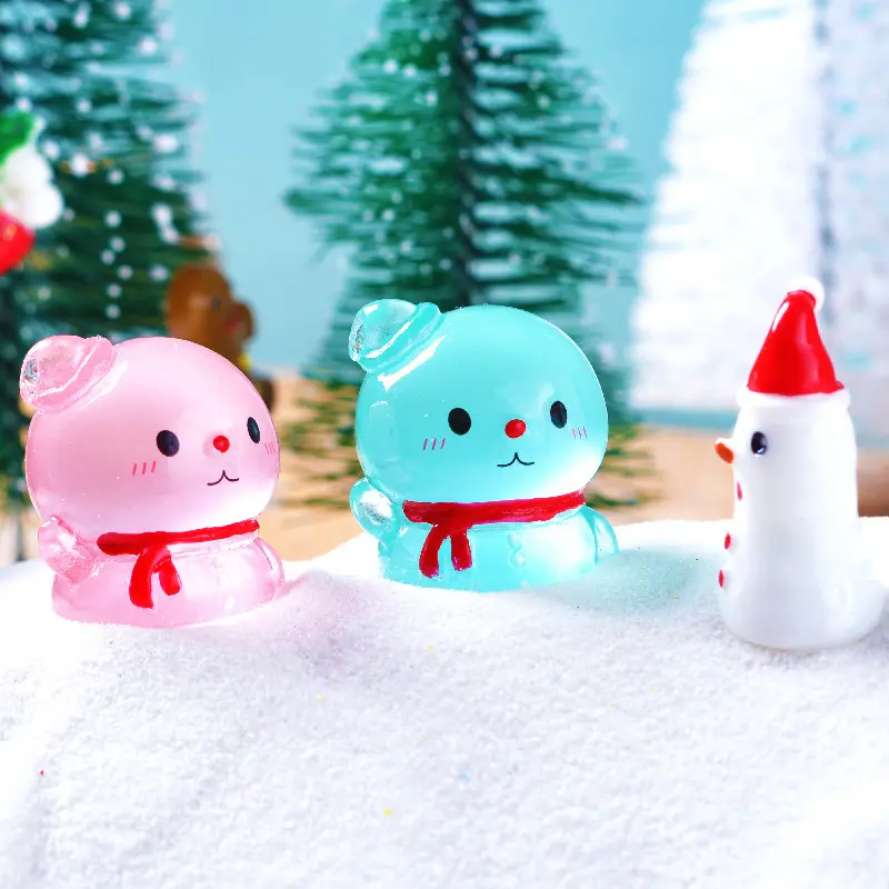 6/1Pcs Car Centre Console Christmas Ornaments Cute Mini Luminous Snowman Christmas Micro-Landscape DIY Decoration Accessories