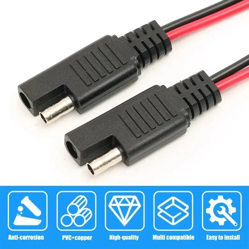 4PCS SAE Connector Extension Cable SAE Quick Connector Disconnect Plug Solar Panel Cable Wire Power Automotive Extension Cable