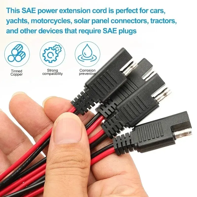 4PCS SAE Connector Extension Cable SAE Quick Connector Disconnect Plug Solar Panel Cable Wire Power Automotive Extension Cable