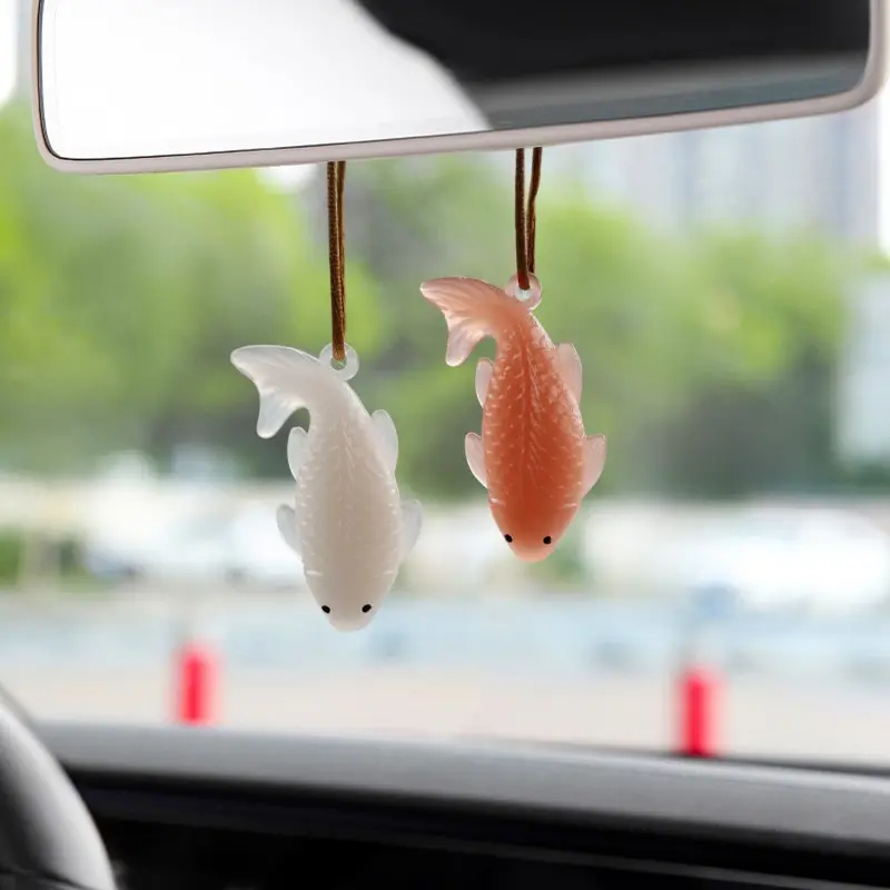 Orange Grilled Fish Pendant Color Change in Sunlight Car Pendants Bag Decorations Keychain Decorations Auto Interior Accessories