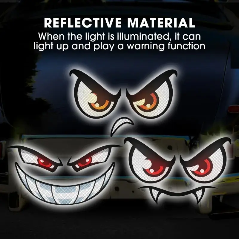 Car Reflective Stickers Devil's Eyes Reflective Warning Stickers Rearview Mirror Decoration Motorcycles Car Exterior Accessories