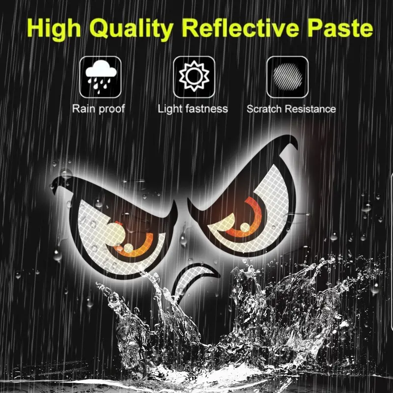 Car Reflective Stickers Devil's Eyes Reflective Warning Stickers Rearview Mirror Decoration Motorcycles Car Exterior Accessories
