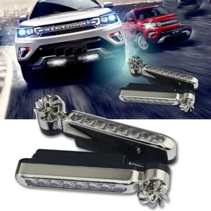 Wind Powered 8 LED Car Light External DRL Running Lights Headlight Fog Light Lamp Auto Daylight Wind Energy Without Wiring