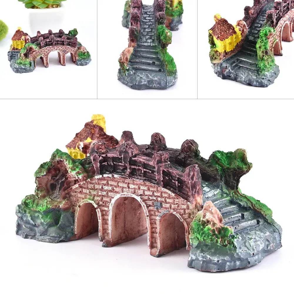 Artificial Bridge Aquarium Ornaments Fish Tank  Aquarium Decor Supplies Artificial Landscaping Resin Rockery Bridge Decorations