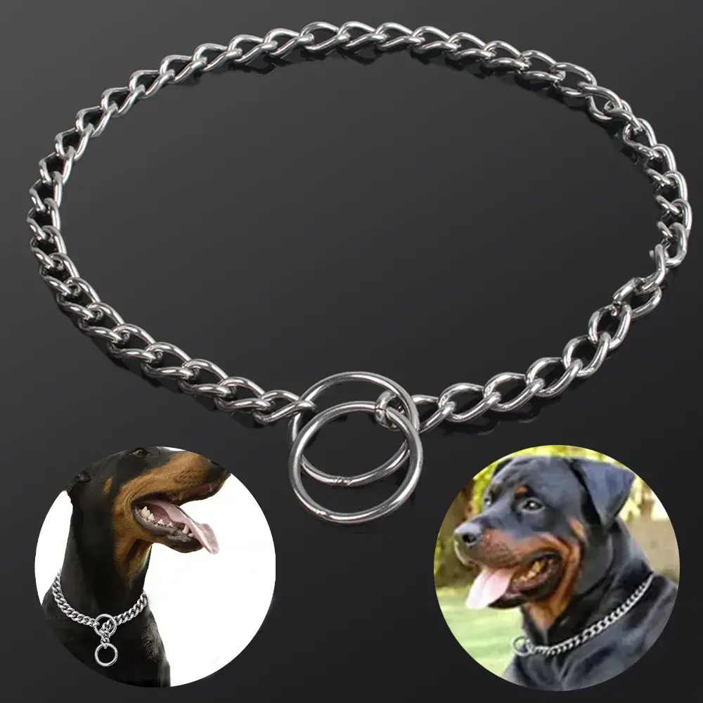 P-chain Dog Collar Stainless Steel Dog Cat Necklace Adjustable Pet Training Collar for Small Medium Large Dog Pet Accessories