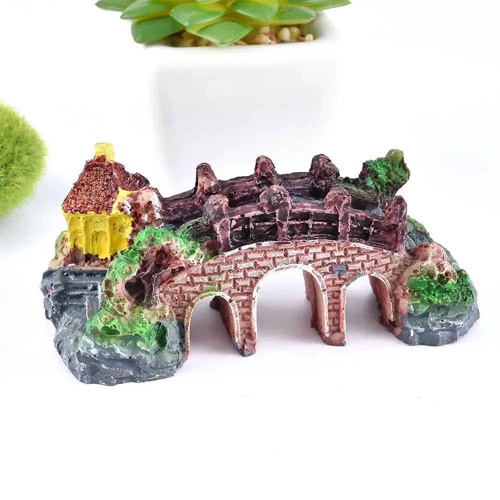 Artificial Bridge Aquarium Ornaments Fish Tank  Aquarium Decor Supplies Artificial Landscaping Resin Rockery Bridge Decorations