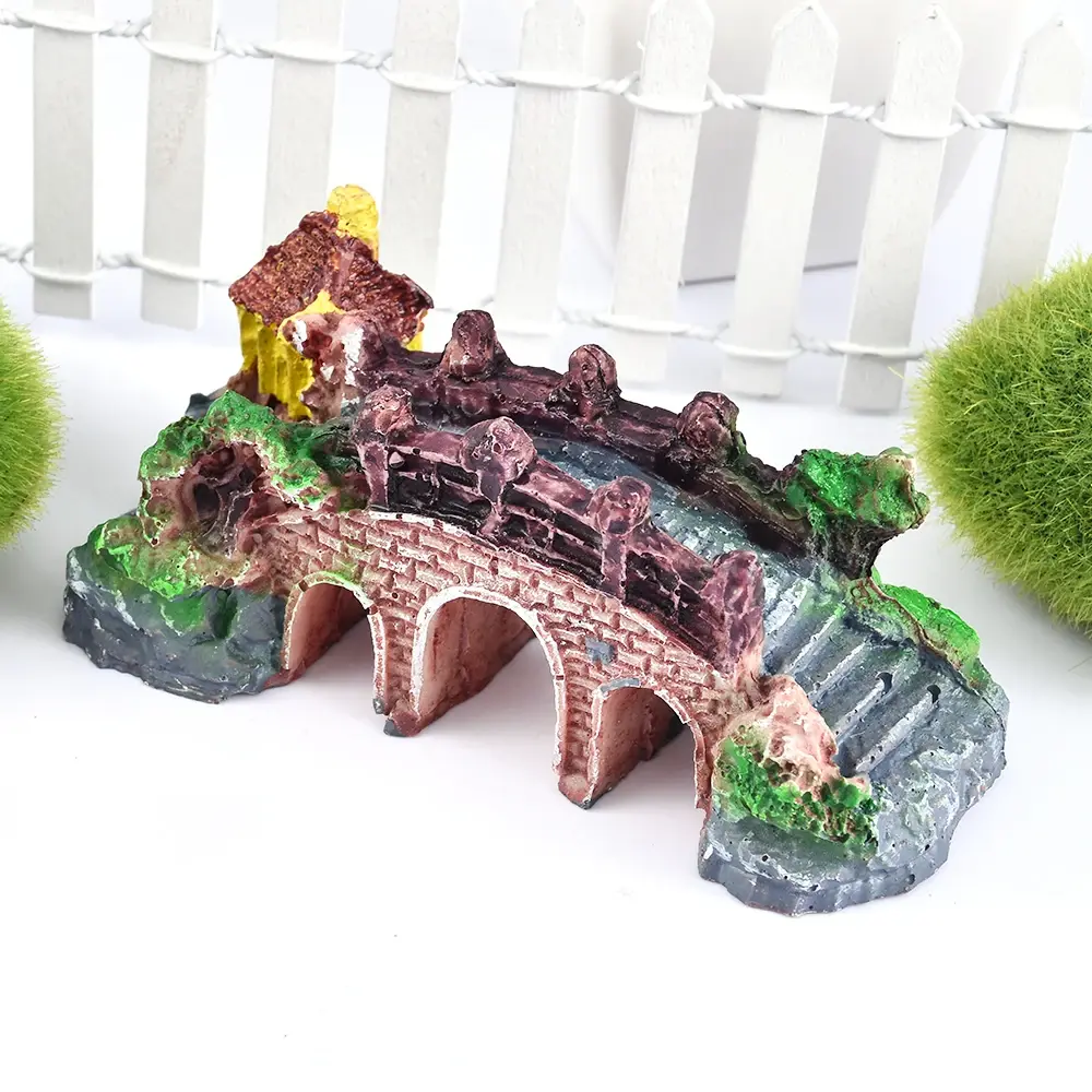 Artificial Bridge Aquarium Ornaments Fish Tank  Aquarium Decor Supplies Artificial Landscaping Resin Rockery Bridge Decorations