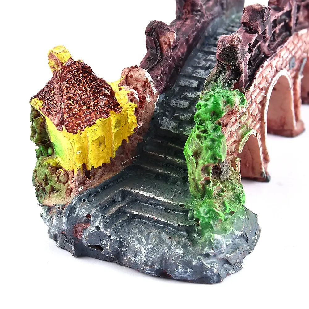 Artificial Bridge Aquarium Ornaments Fish Tank  Aquarium Decor Supplies Artificial Landscaping Resin Rockery Bridge Decorations