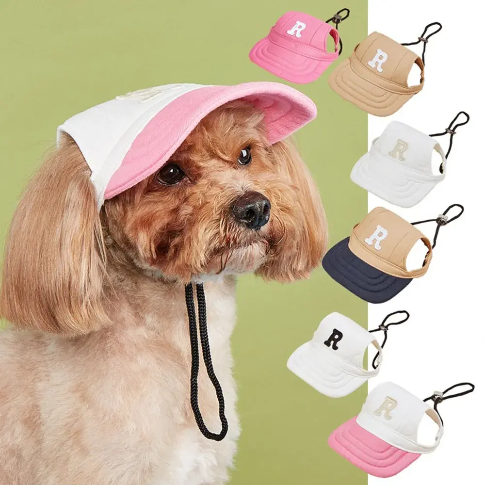 Pet Baseball Cap Dog Embroidered Letter Hat for Dogs Cats Adjustable Breathable Dog Sun Hat with Ear Holes Pet Baseball Cap