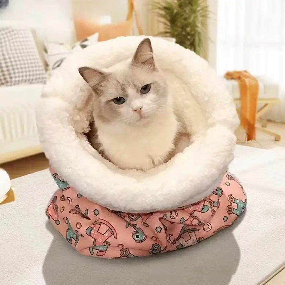 Soft Cute Pet Cat Sleeping Bag Thickened Warm Nest for Cat Dog Pocket Type Quilt Bed Kitten Puppy Comfortable Soft Nest