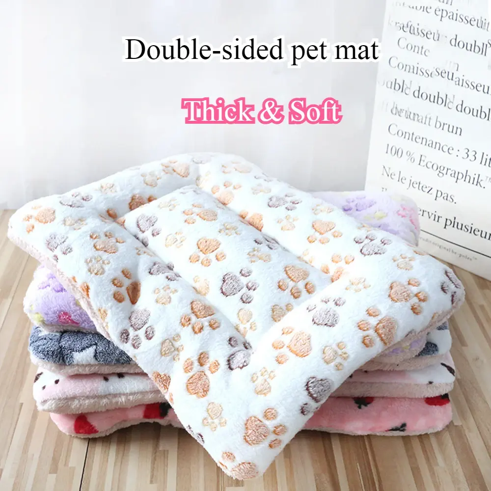 Double Sided Soft Pet Sleeping Pad Warm Dog Bed Cat Litter Lovely Mattress Cushion For Small Pets Home Blanket Pet Supplies
