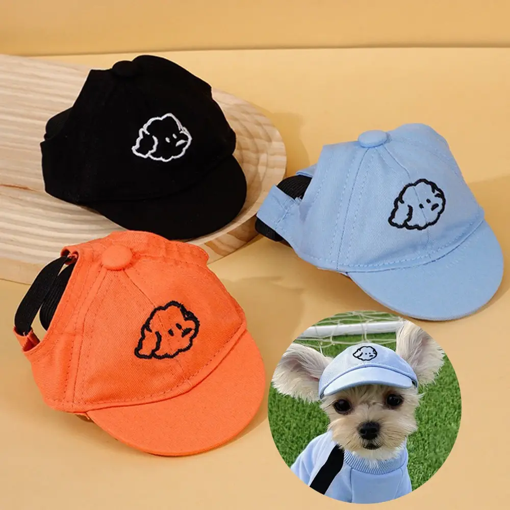 Adjustable Dog Baseball Cap Cotton Pet Hat  with Ear Holes Cartoon Dog Embroidery Design Hat for Dogs Cats Pet supplies