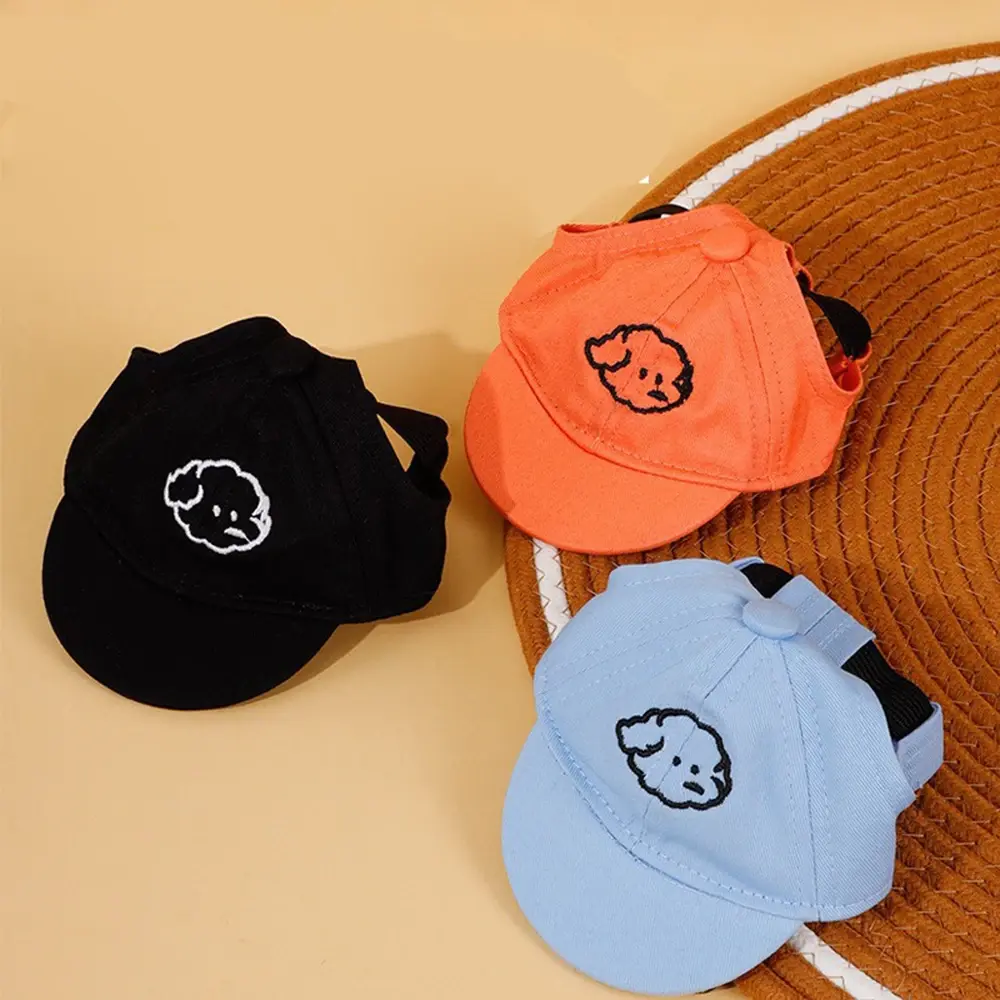 Adjustable Dog Baseball Cap Cotton Pet Hat  with Ear Holes Cartoon Dog Embroidery Design Hat for Dogs Cats Pet supplies