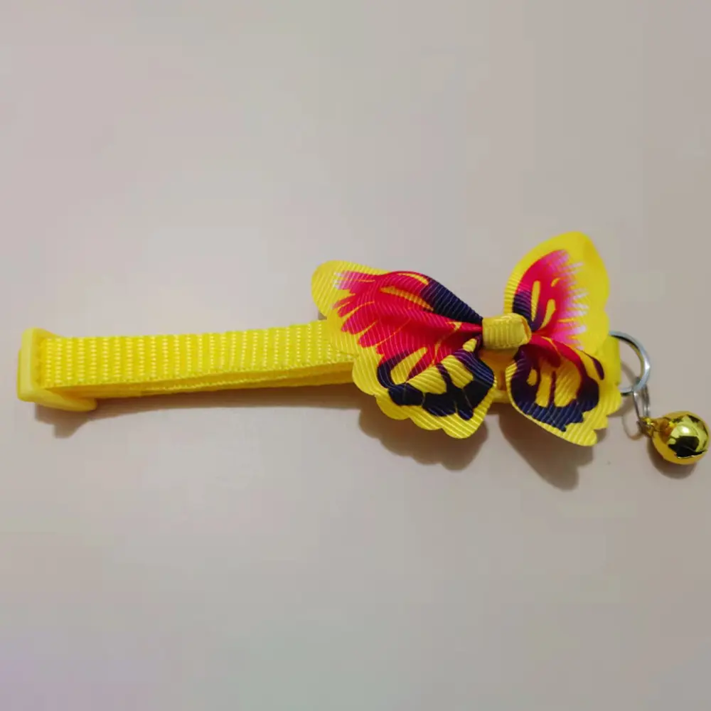 Adjustable Butterfly Bell Pet Collar - Multicolor Cute Design with Safe Lead Clasp for Cats & Small Dogs