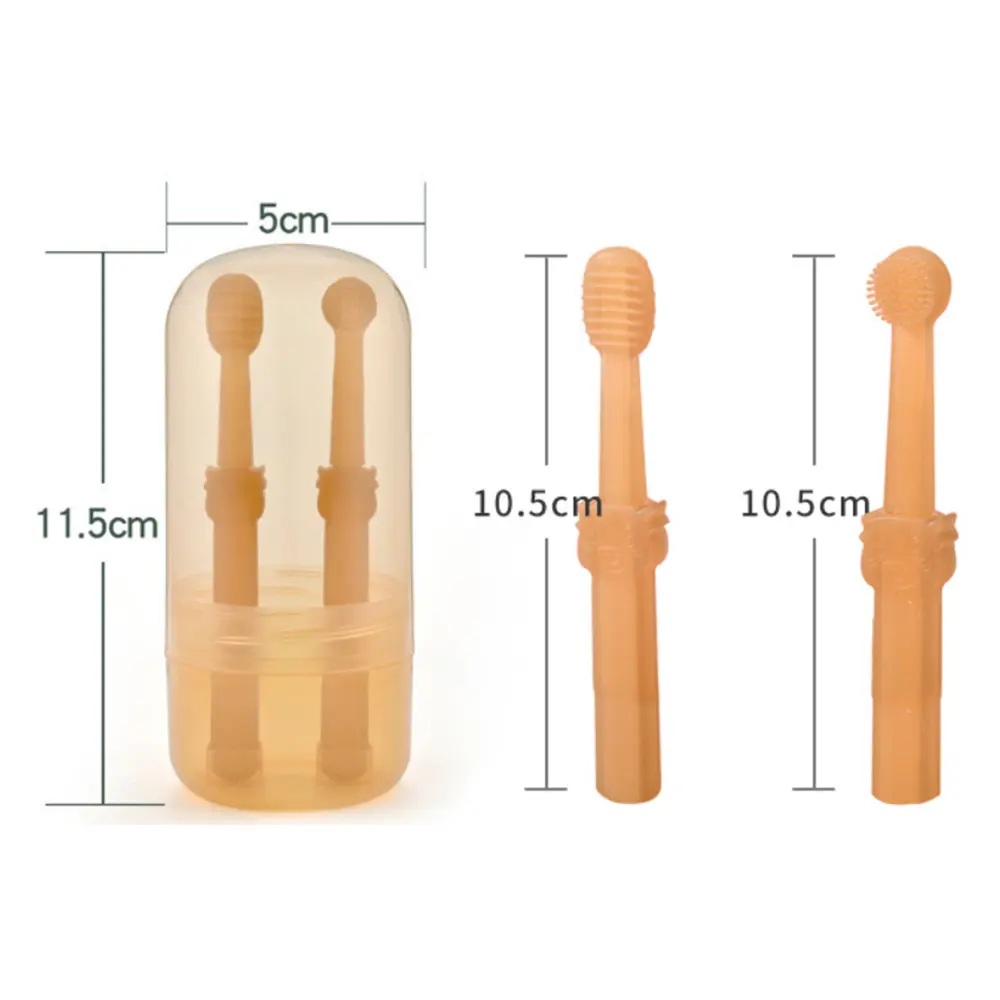Pet Dog Toothbrush with Tongue Scraper Soft Silicone Dual Head Toothbrush for Dogs & Cats Oral Care Kit