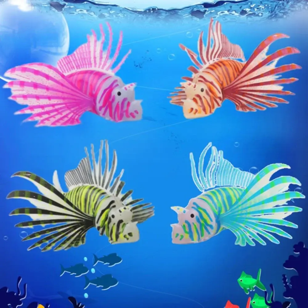 Aquarium Luminous Fish Decoration Fish Tank Artificial Silicone Luminous Lionfish Floating Fake Fish Aquarium Decorations
