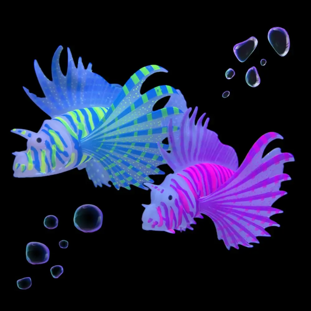 Aquarium Luminous Fish Decoration Fish Tank Artificial Silicone Luminous Lionfish Floating Fake Fish Aquarium Decorations