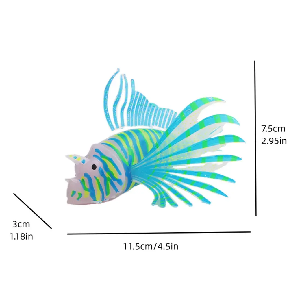 Aquarium Luminous Fish Decoration Fish Tank Artificial Silicone Luminous Lionfish Floating Fake Fish Aquarium Decorations