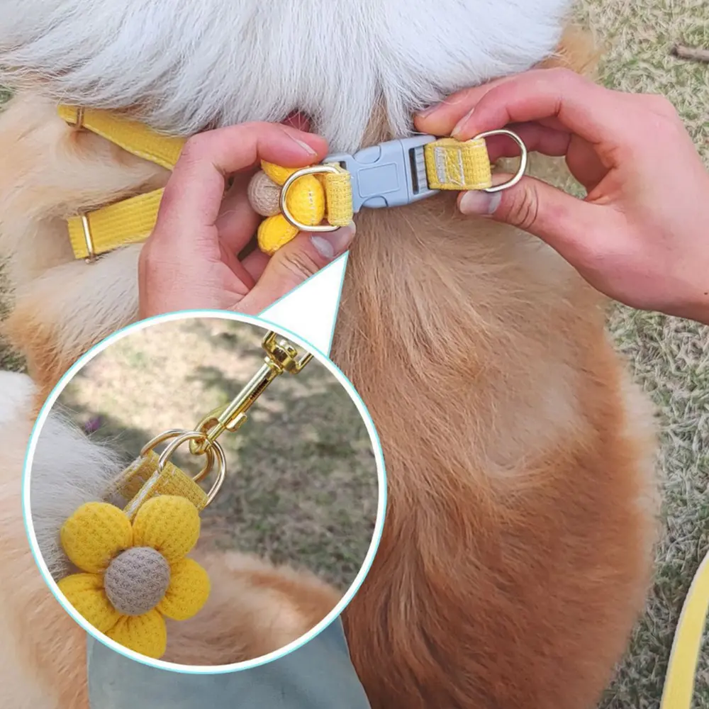 Floral Adjustable Pet Harness & Neckband Set - Soft Polyester for Cats & Small/Medium Dogs Pet Leash Accessories