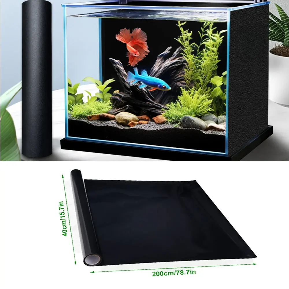 Fish Tank Background Sticker Adhesive-free Black Fish Tank Glass Static Cling Aquarium Wallpaper Aquarium Background Decorations