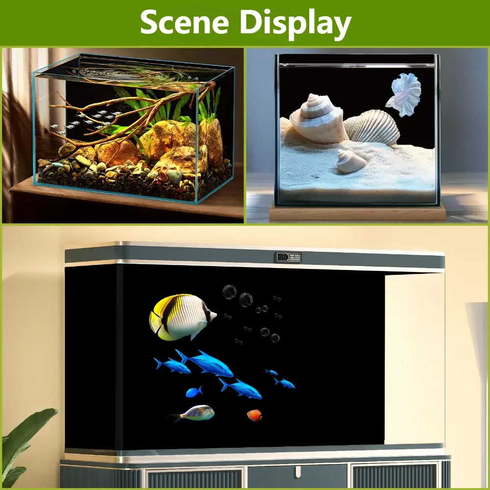 Fish Tank Background Sticker Adhesive-free Black Fish Tank Glass Static Cling Aquarium Wallpaper Aquarium Background Decorations
