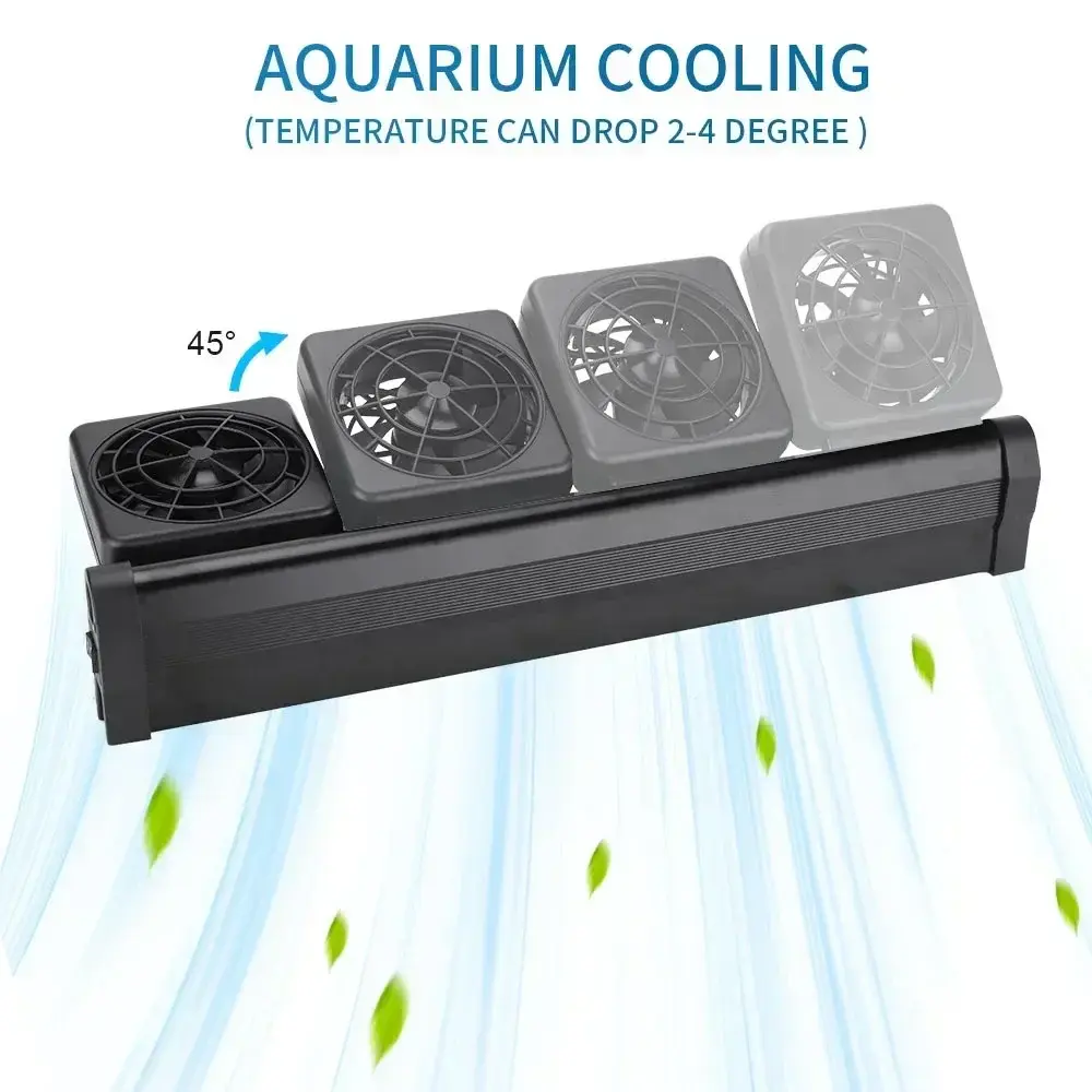 Aquarium Fish Tank Cooling Fan Timing Adjustable Wind Speed Cooling Fan for Fish Tank Glass Thickness ≤12mm Aquarium Accessories