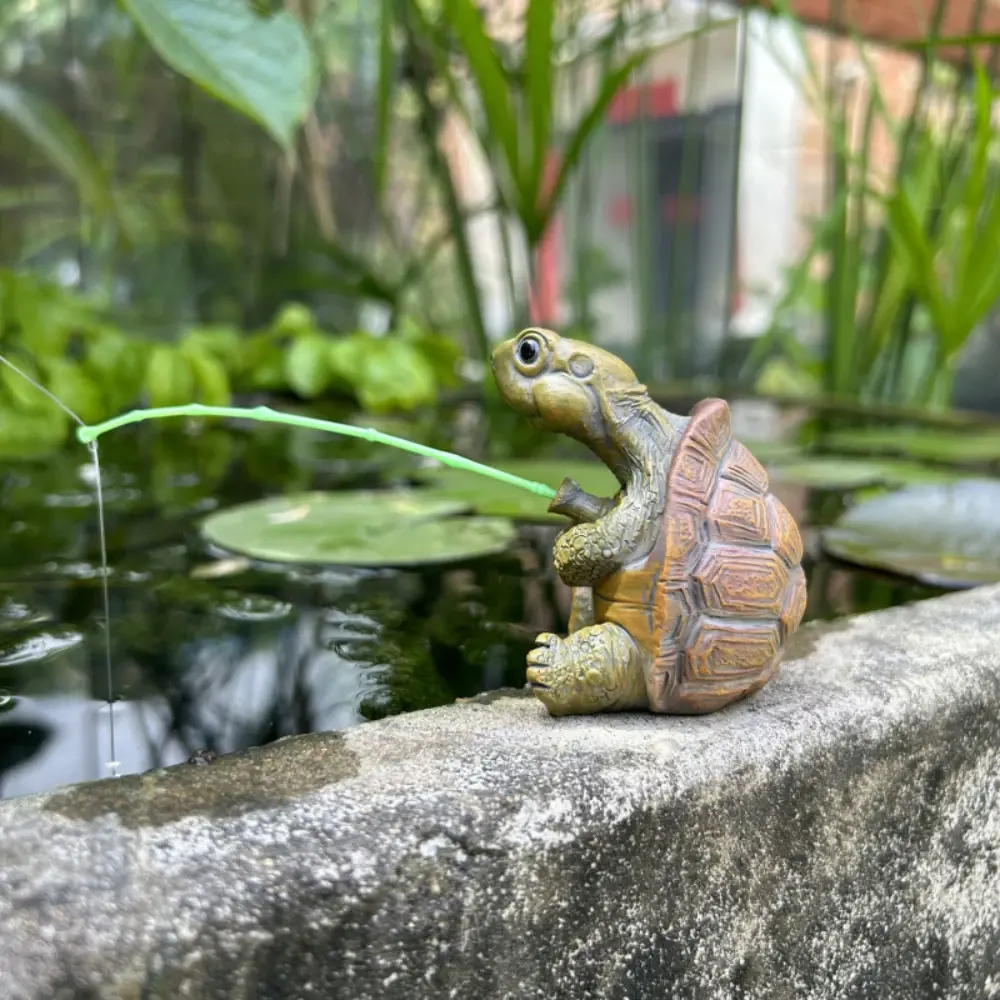 Fishing Turtle Aquarium Decoration Creative Cute Statue Turtle Resin Fish Tank Ornament Landscape Aquarium Decorations