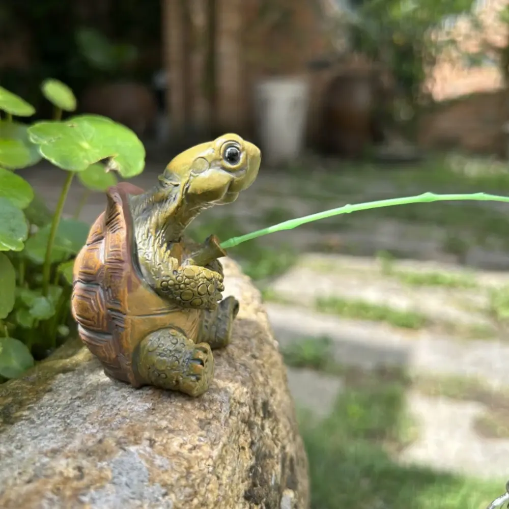 Fishing Turtle Aquarium Decoration Creative Cute Statue Turtle Resin Fish Tank Ornament Landscape Aquarium Decorations