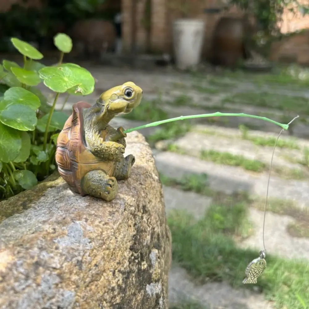 Fishing Turtle Aquarium Decoration Creative Cute Statue Turtle Resin Fish Tank Ornament Landscape Aquarium Decorations