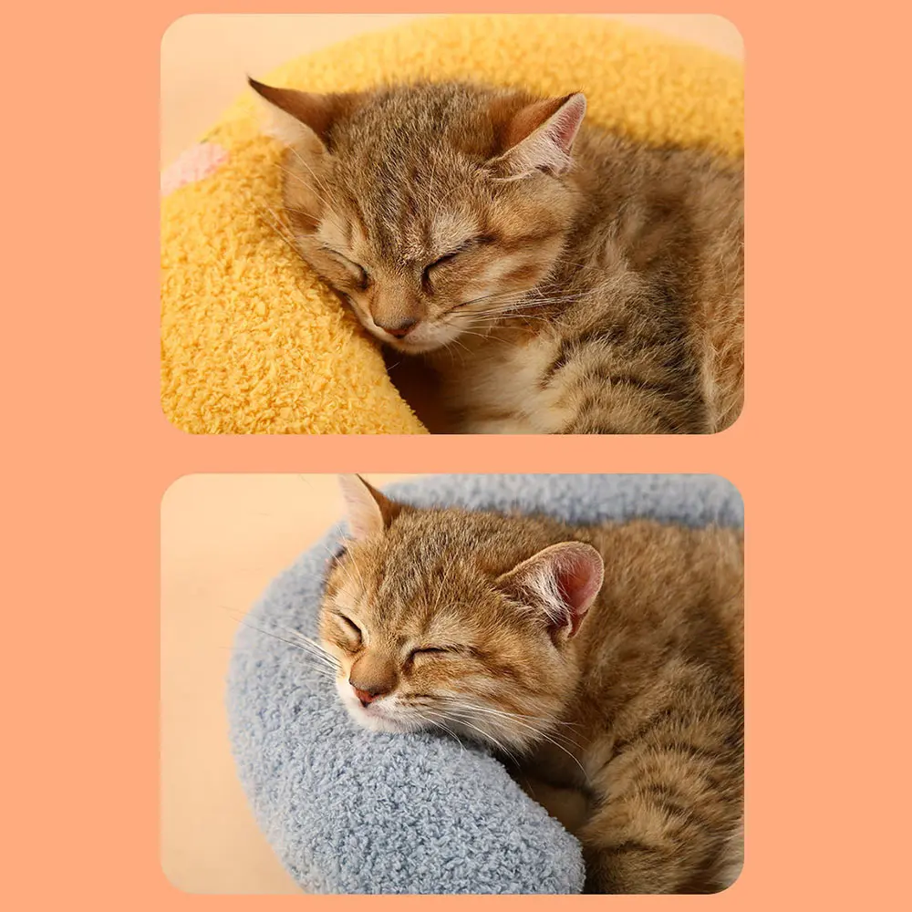 Pet U-shaped Neck Guard Pillow Soft Cotton Bite Resistant Warm Comfort For Cat Dog Winter Sleeping