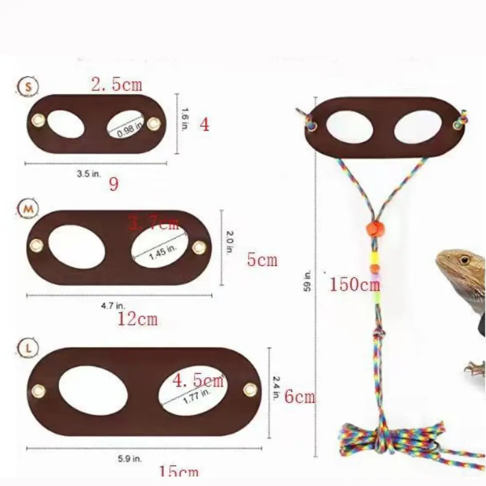Adjustable Soft Leather Lizard Harness Reptile Leash with Wings Durable Cute Costume for Small Reptiles Accessories