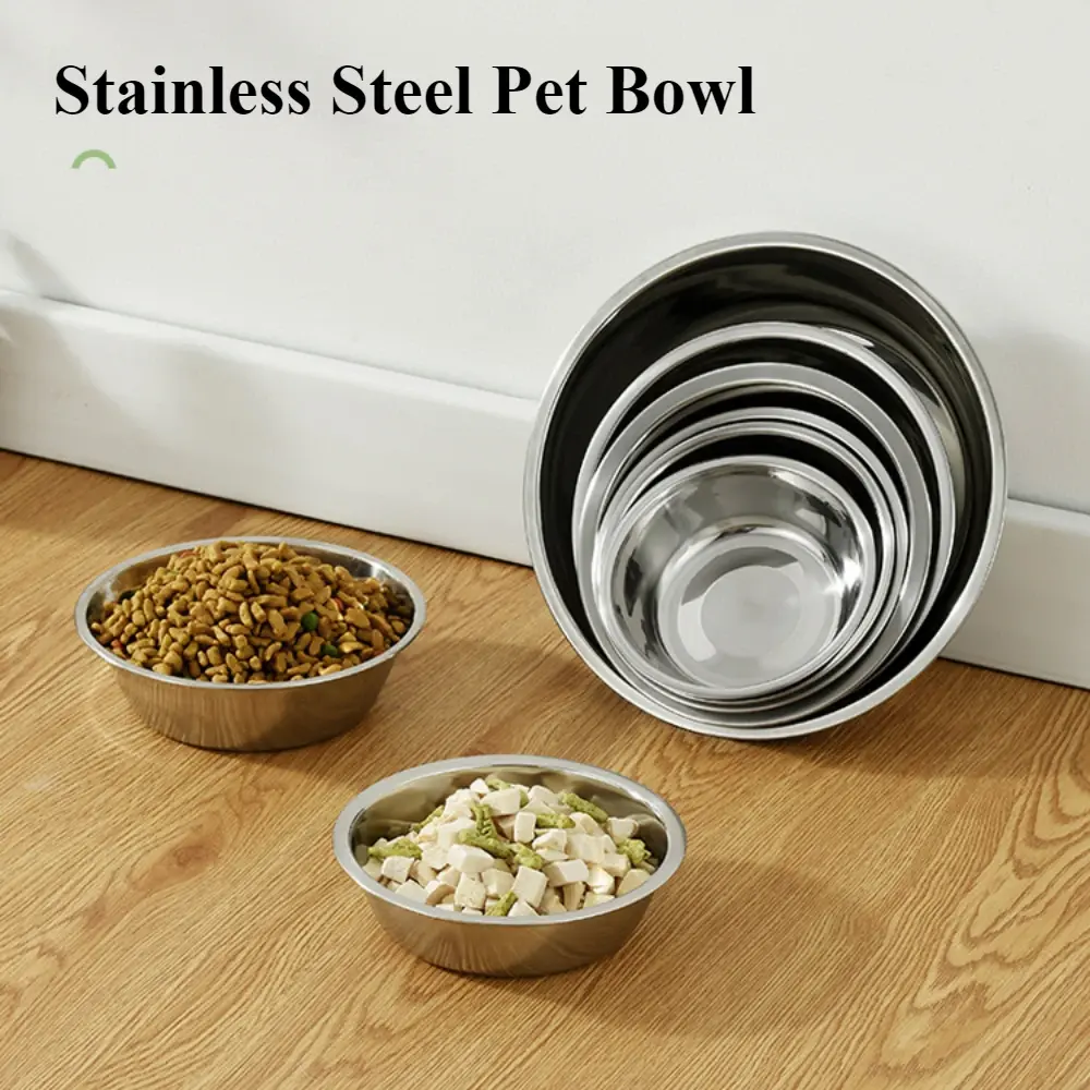 Large Capacity Bowl Stainless Steel Safe Durable Pet Feeding Bowl Cat Dog Food Drinking Feeder Bowl Pet Supplies