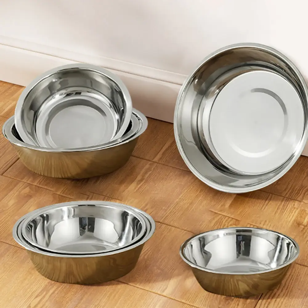 Large Capacity Bowl Stainless Steel Safe Durable Pet Feeding Bowl Cat Dog Food Drinking Feeder Bowl Pet Supplies