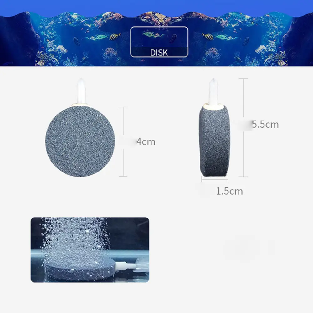 Aquarium Oxygen Disk Bubble Stone 60/40mm Efficient Air Delivery For Fish Tank Hydroponic Oxygen Diffuser