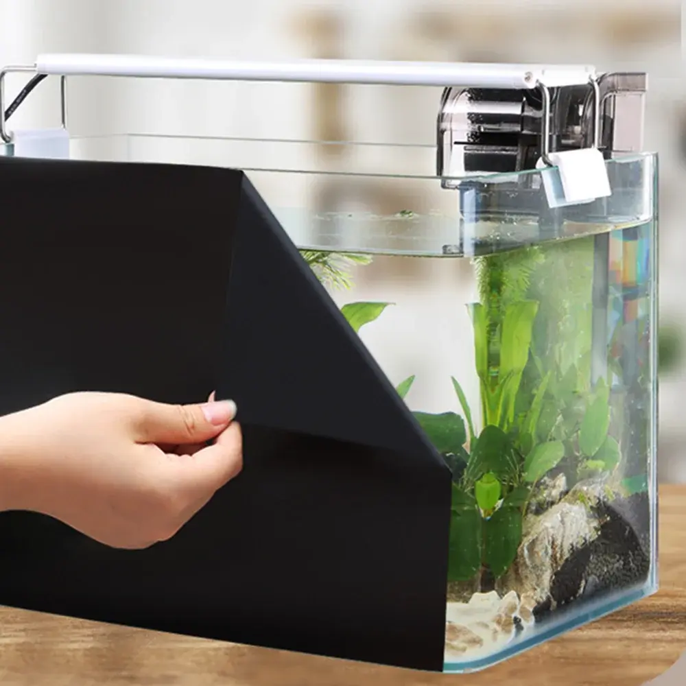 Fish Tank Background Sticker Black Static Cling Film Adhesive-Backed Film Wallpaper Aquarium Background Decoration 30/40/50cm*1M