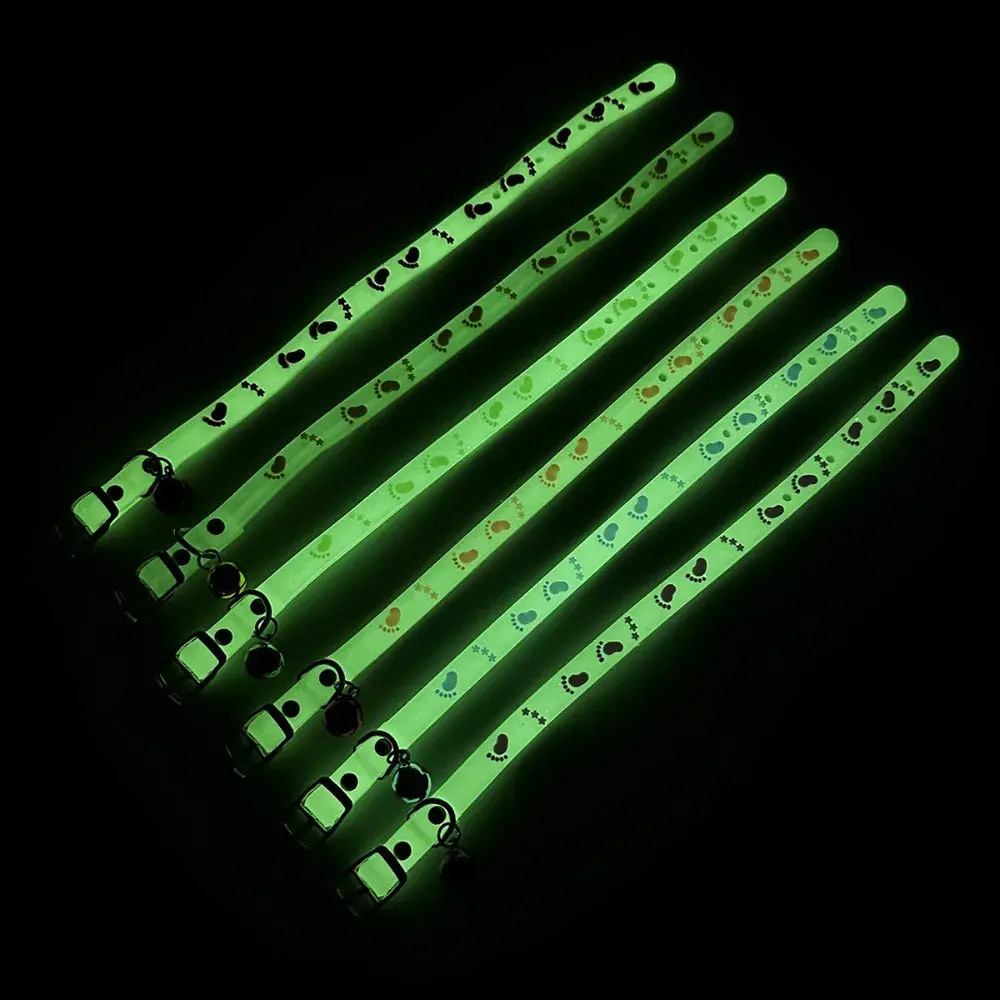 Pet Fluorescent Luminous Silicone Footprint Collar Cat Dog Luminous Collar Night Puppy Kitten Outdoor Anti-loss Pet Supplies