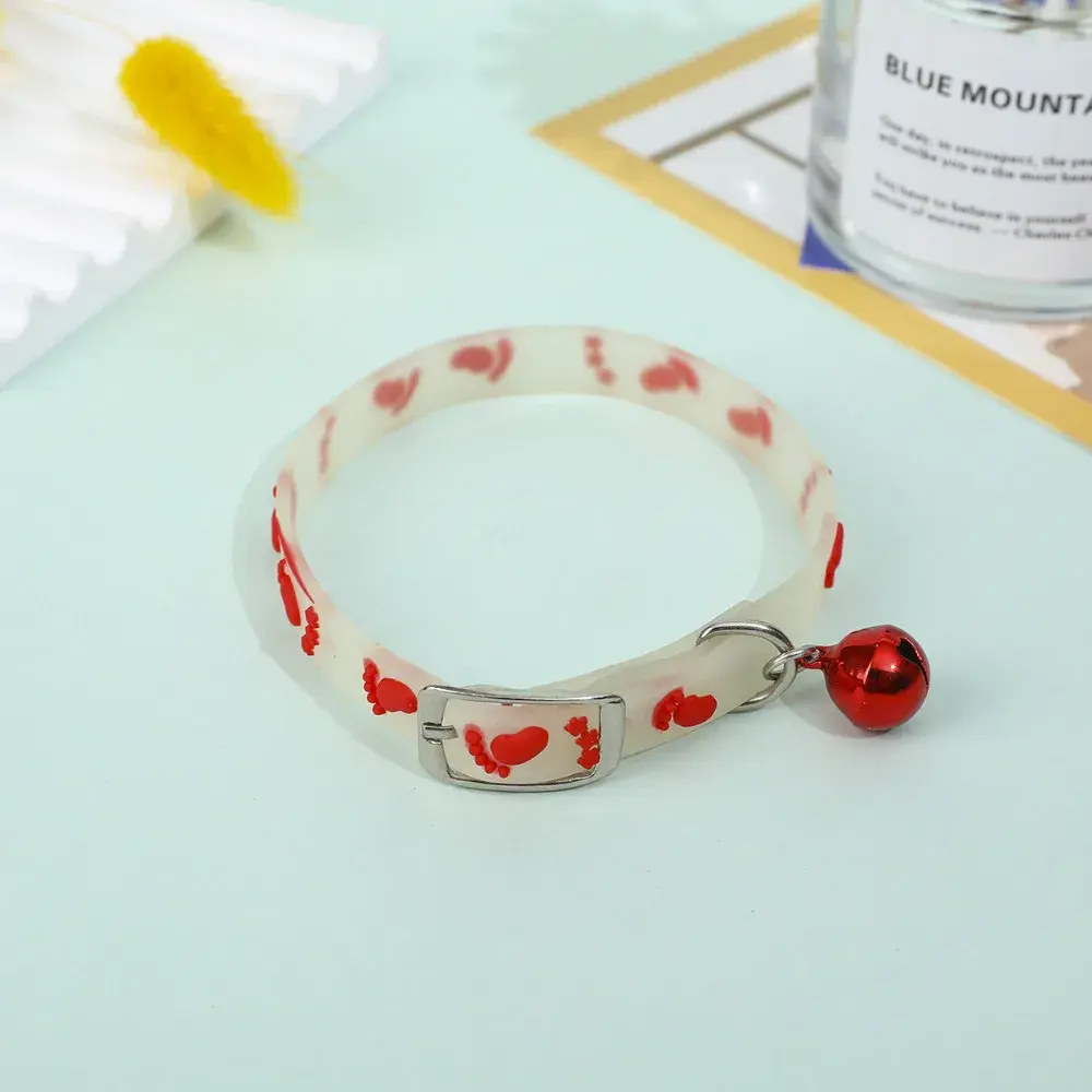 Pet Fluorescent Luminous Silicone Footprint Collar Cat Dog Luminous Collar Night Puppy Kitten Outdoor Anti-loss Pet Supplies